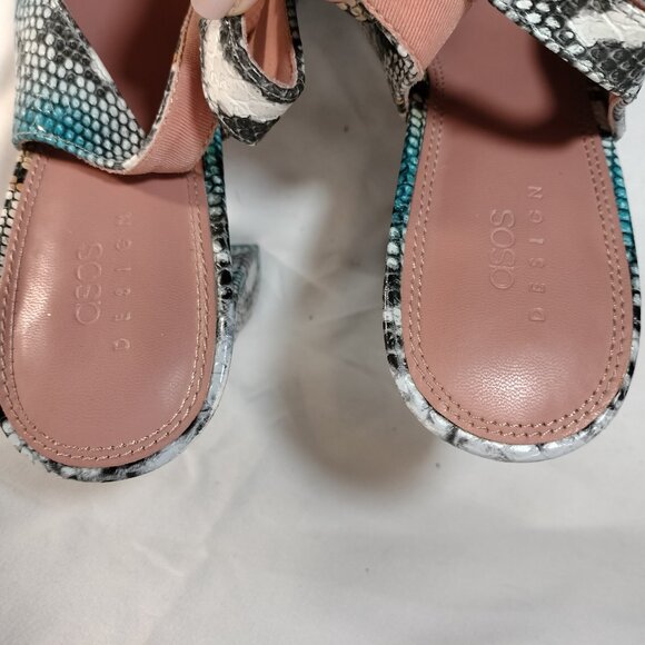 ASOS DESIGN Parson Slingback Block Heels Snake Print - Picture 6 of 8